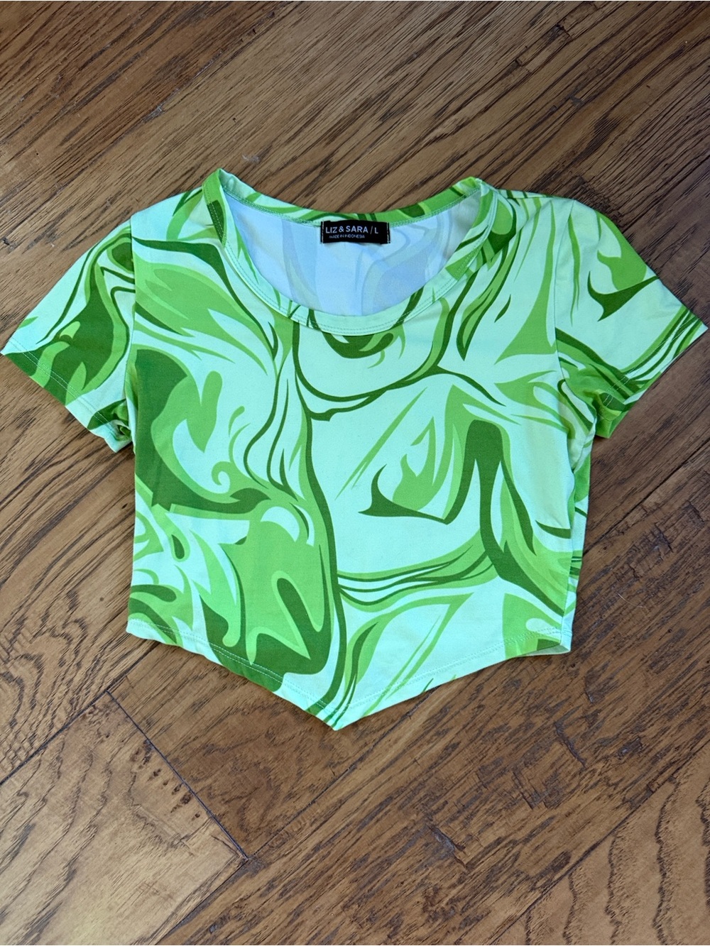 Liz & Sara Green Abstract Print Crop Top S/M